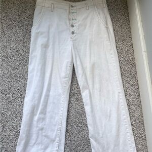 Stylish White Button-Fly Pants